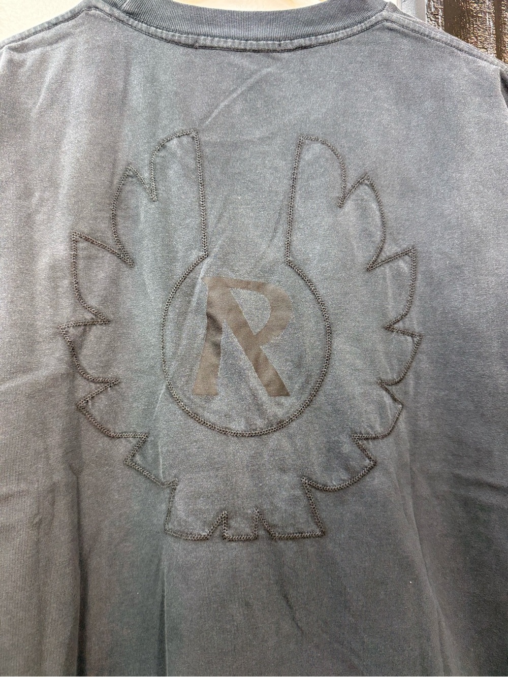 Represent X Belstaff Outline Phoenix acid wash Mens Black Crewneck Logo T-Shirt - Picture 9 of 12